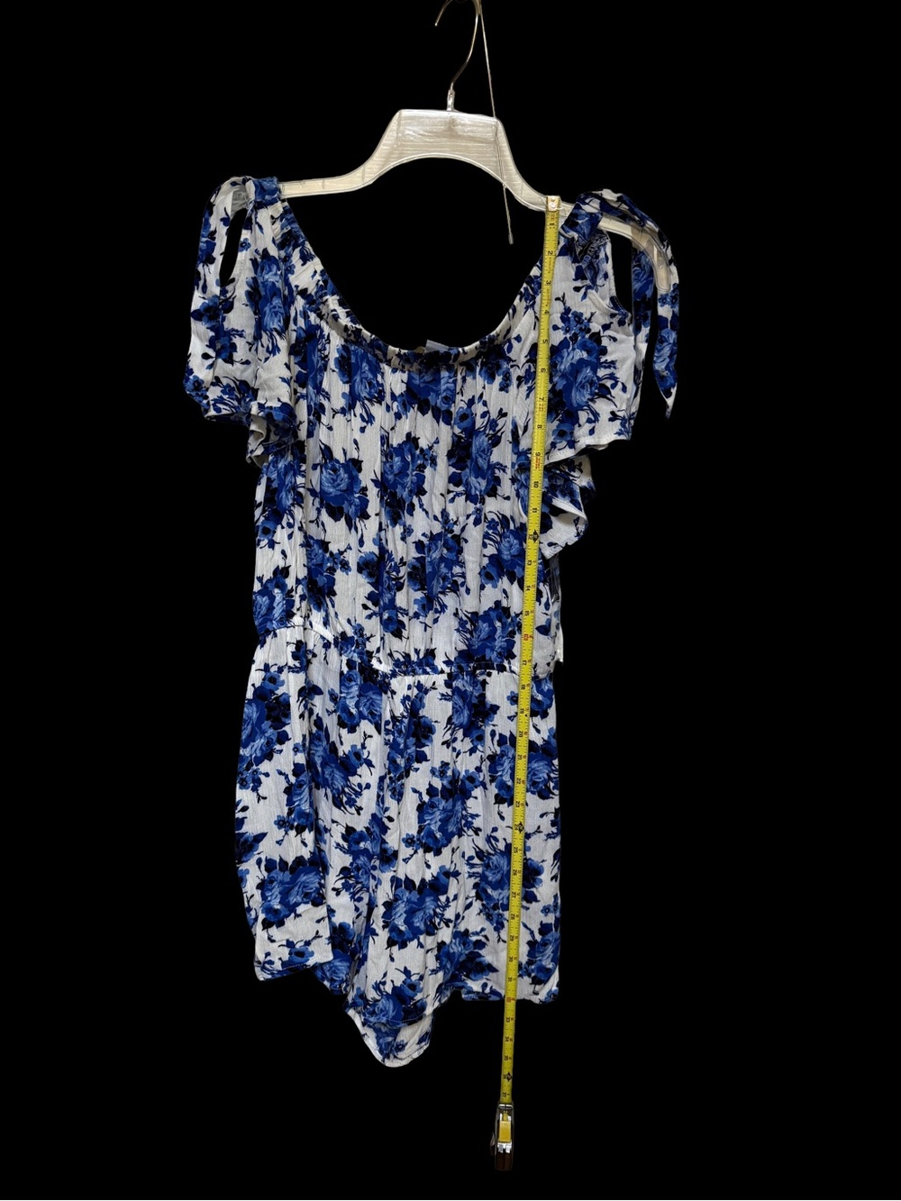 Blue Floral Off-Shoulder Jumpsuit Romper